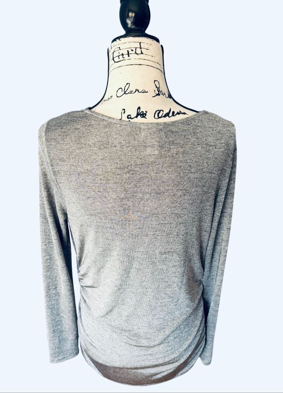 Motherhood Maternity Medium Gray Heather Cowl Neck Side Ruched Long Sleeve - Picture 8 of 8